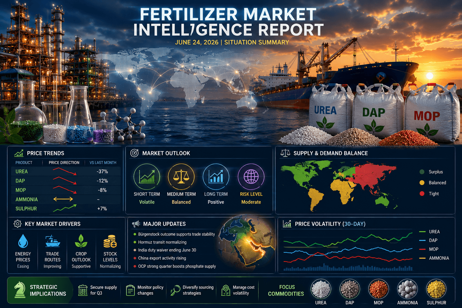 Informe de inteligencia de mercado de fertilizantes: resumen de la situación del 24 de junio de 2026