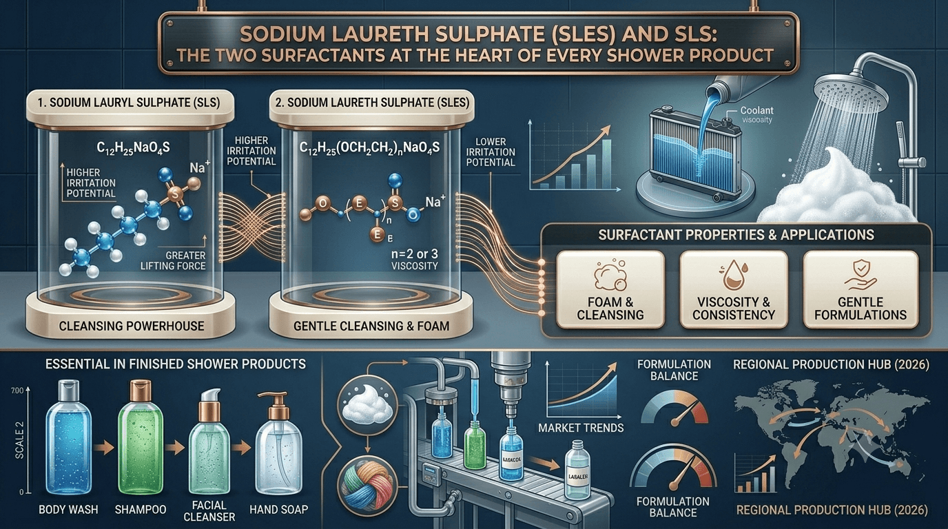 Sodium Laureth Sulphate (SLES) and SLS: The Two Surfactants at the Heart of Every Shower Product