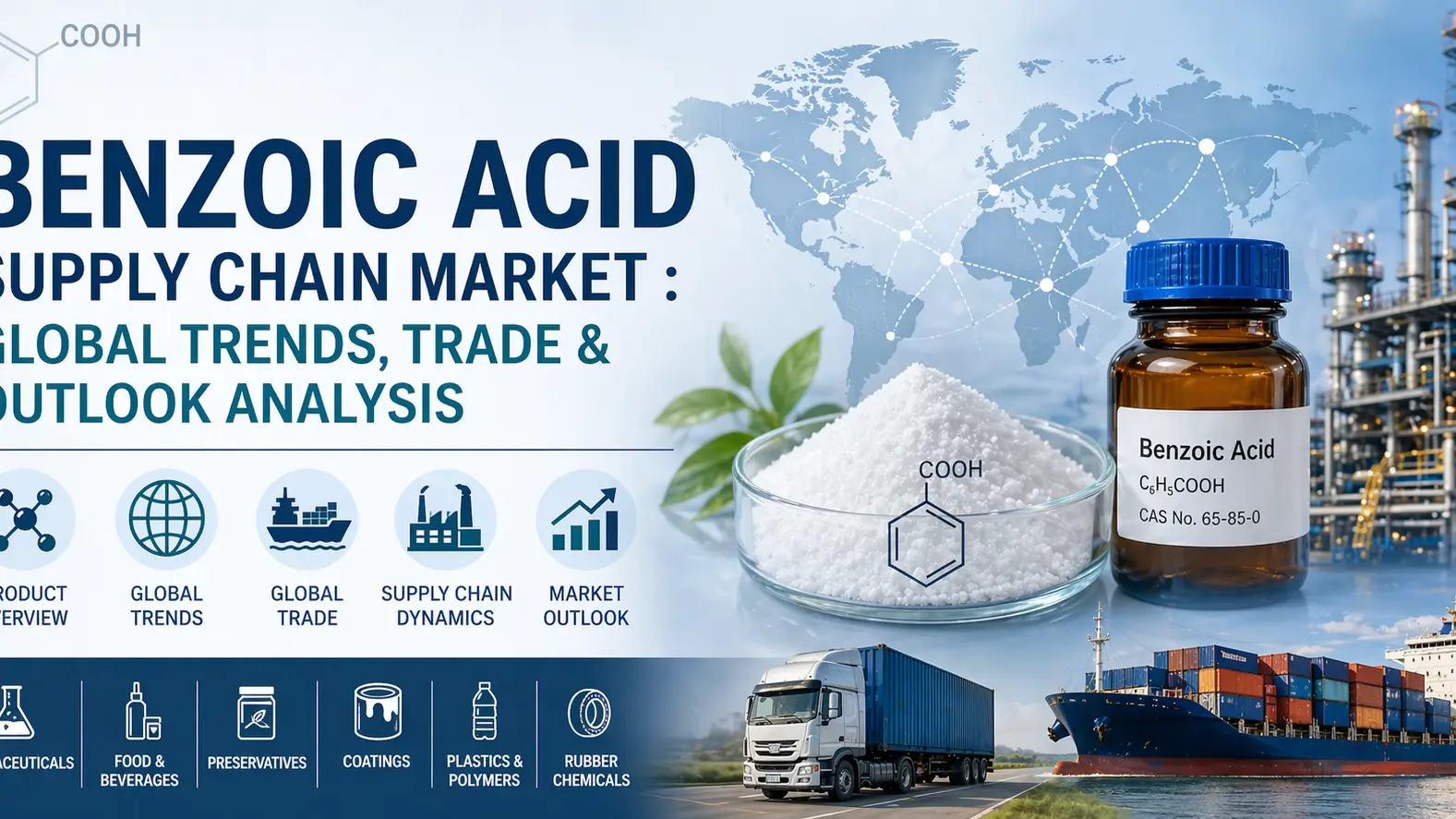 Mercado de la cadena de suministro de ácido benzoico: análisis de tendencias mundiales, comercio y perspectivas